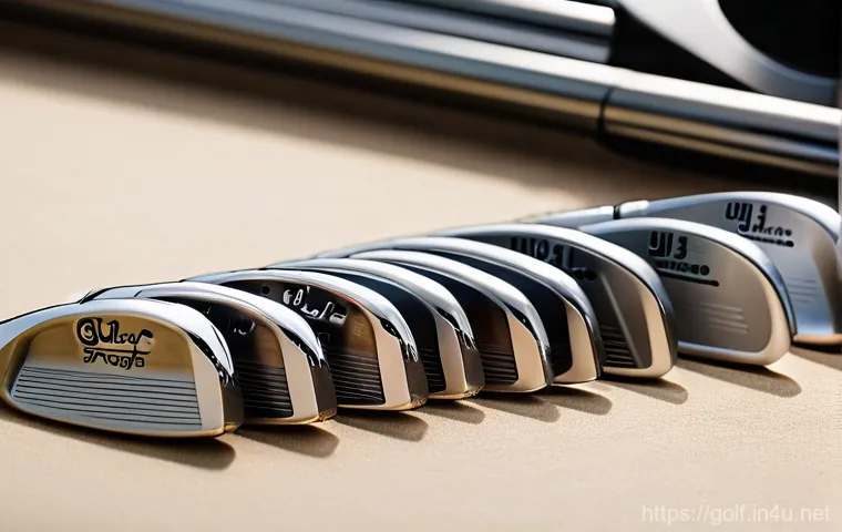 골프 웨지 선택과 사용법 - A professional male golfer in his late 30s, dressed in stylish golf attire, executing a precise shor...